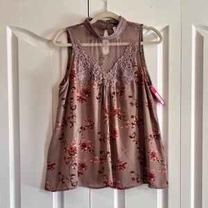NWT Target Xhilaration L lavender floral print sleeveless top blouse